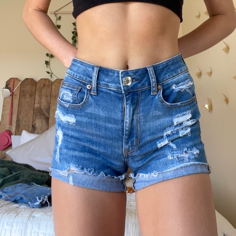 High waisted denim shorts